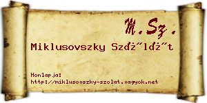 Miklusovszky Szólát névjegykártya
